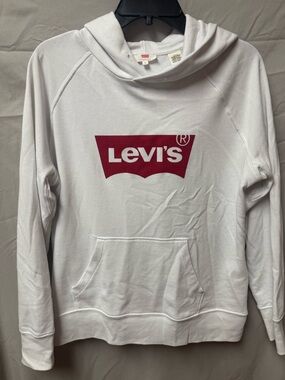 Levi's White Hoodie with Maroon Logo